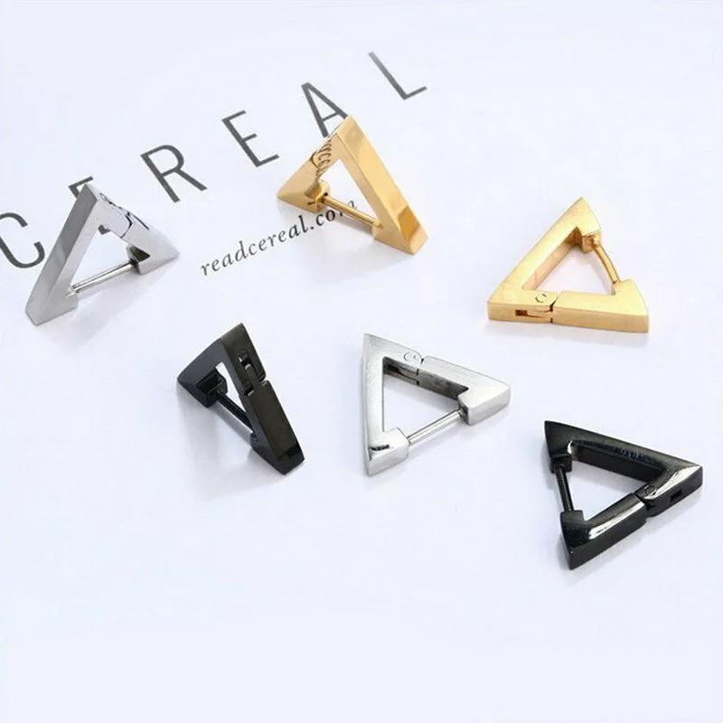 1 Pairs Punk Triangle Earrings - Unisex, Hypoallergenic Stainless Steel for Modern Style & Durability